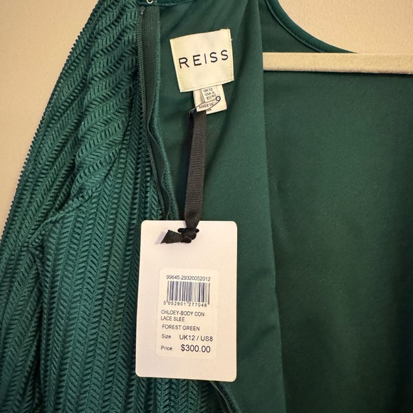 NWT Reiss Chloey Forest Green Body-Con Dress – Textured Knit, Long Sleeve – US 8 - Picture 12 of 14